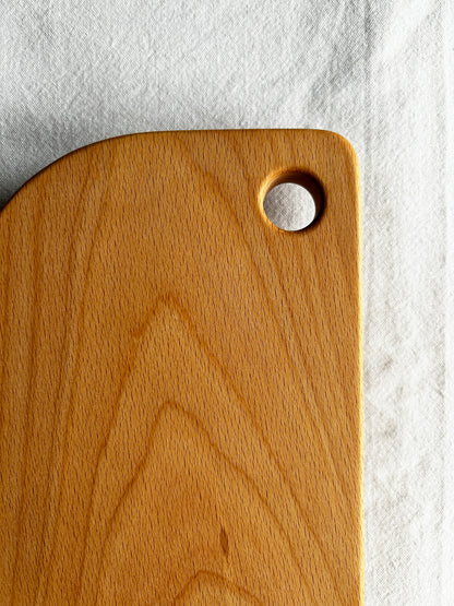 Handmade Beech Cutting Board with Finger Hole - 29cm x 14.5cm x 2cm