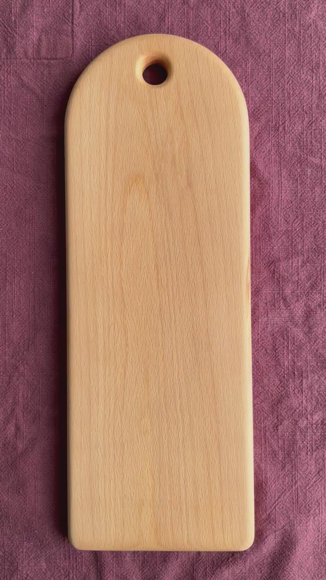 Video of a beech wood food serving board